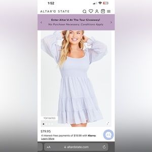 Blue Long Sleeve Mini Dress